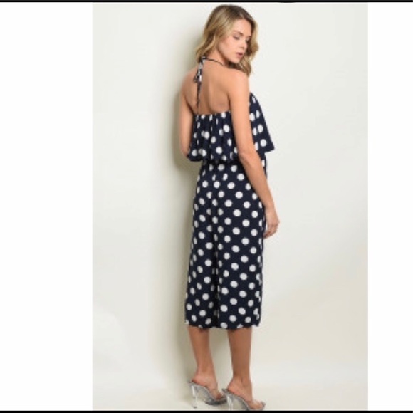 Polka dot jumpsuit navy blue. - Picture 2 of 4